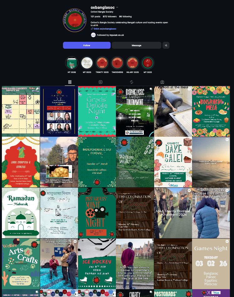 Oxford Bangla Society Instagram grid preview